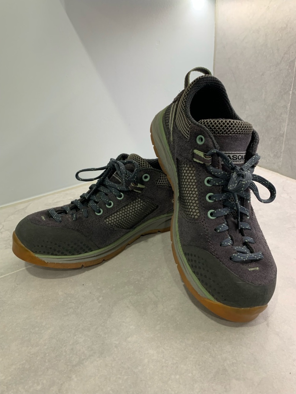 Women’s Gray and Green Low-Top Hiking Sneakers